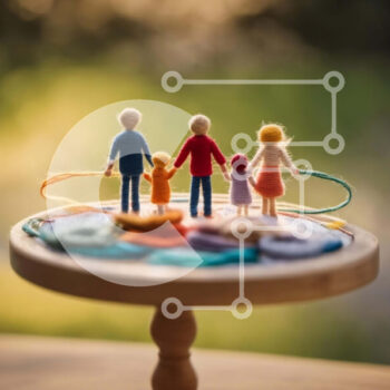 Intra Συλλεκτικό Ξύλινο Παζλ Plywood  4mm - Μινιατούρα οικογένεια ειδωλίων σε ανάποδη βάση για κέικ Σε Ξύλινο Κουτί - Διαστάσεις Puzzle: 10x10 cm – 25 κομμάτια - Image 1