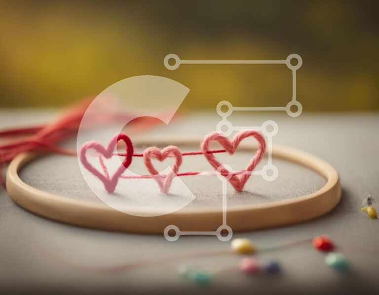 Intra Συλλεκτικό Ξύλινο Παζλ Plywood  4mm - Κεντητικό τσέρκι σε σχήμα καρδιάς με κόκκινες κλωστές Σε Ξύλινο Κουτί - Διαστάσεις: 10x10 cm – 25 κομμάτια