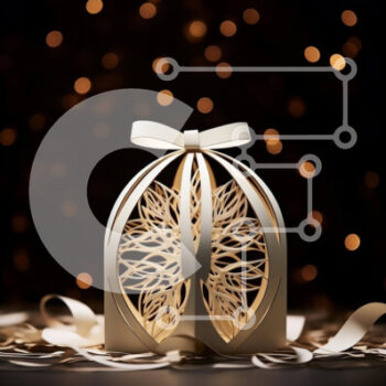 Intra Συλλεκτικό Ξύλινο Παζλ Plywood  4mm - Διακοσμητικό χάρτινο κουτί αποκοπής με κορδέλες και φωτάκια Σε Ξύλινο Κουτί - Διαστάσεις Puzzle: 10x10 cm – 25 κομμάτια - Image 1