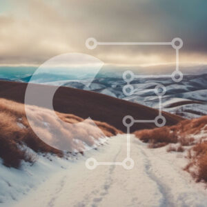 Intra Συλλεκτικό Ξύλινο Παζλ Plywood  4mm - Χιονισμένο μονοπάτι που οδηγεί στα βουνά Σε Ξύλινο Κουτί - Διαστάσεις: 10x10 cm – 25 κομμάτια