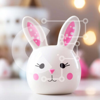 Intra Συλλεκτικό Ξύλινο Παζλ Plywood  4mm - Άσπρο ειδώλιο λαγουδάκι στο πασχαλινό αυγό με διακοσμήσεις Σε Ξύλινο Κουτί - Διαστάσεις Puzzle: 10x10 cm – 25 κομμάτια - Image 1