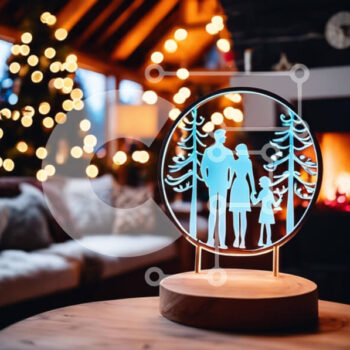 Intra Συλλεκτικό Ξύλινο Παζλ Plywood  4mm - Σαλόνι διακοσμημένο για την εορταστική περίοδο με φωτισμένο χριστουγεννιάτικο δέντρο Σε Ξύλινο Κουτί - Διαστάσεις Puzzle: 10x10 cm – 25 κομμάτια - Image 1