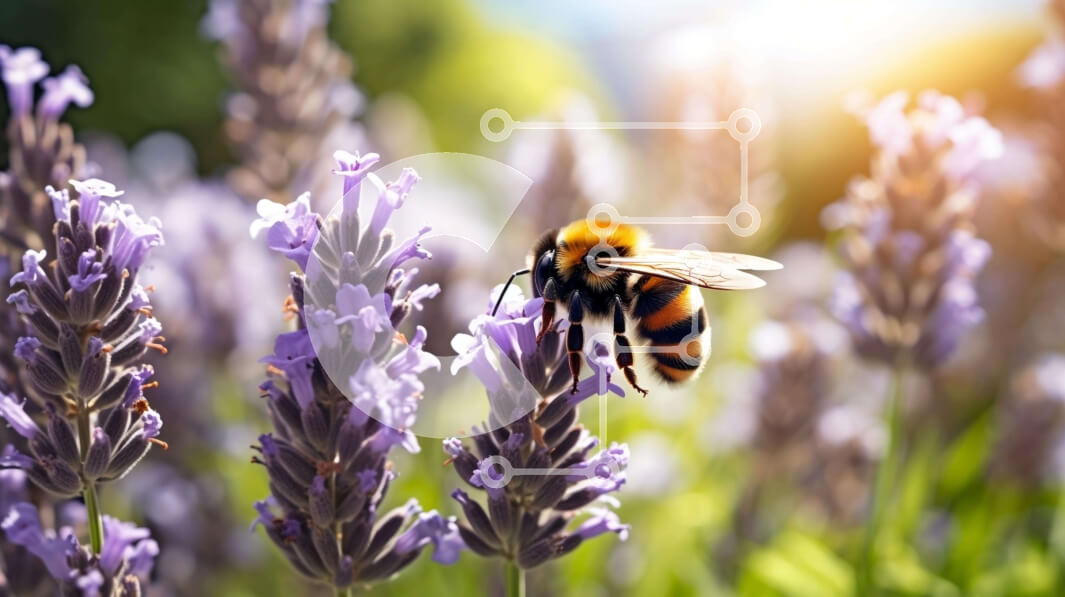 Intra Συλλεκτικό Ξύλινο Παζλ Plywood  4mm - Μέλισσα στα λουλούδια λεβάντας Σε Ξύλινο Κουτί - Διαστάσεις: 10x10 cm – 25 κομμάτια