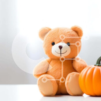 Intra Συλλεκτικό Ξύλινο Παζλ Plywood  4mm - Αρκουδάκι αποκριών με κολοκύθα στο τραπέζι Σε Ξύλινο Κουτί - Διαστάσεις Puzzle: 10x10 cm – 25 κομμάτια - Image 1