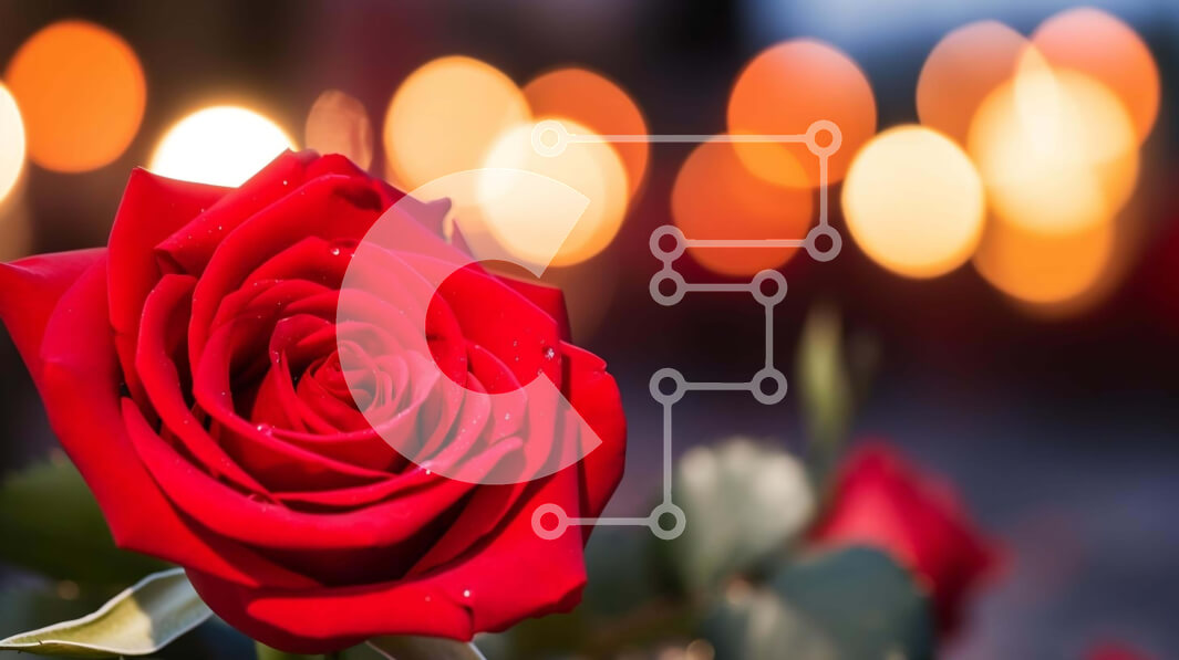 Intra Συλλεκτικό Ξύλινο Παζλ Plywood  4mm - Μονό κόκκινο τριαντάφυλλο με φώτα κεριών Σε Ξύλινο Κουτί - Διαστάσεις Puzzle: 10x10 cm – 25 κομμάτια