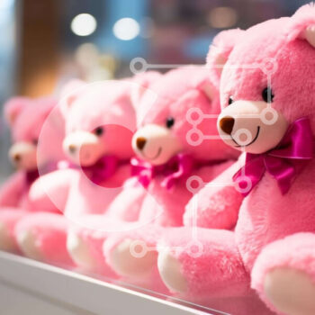 Intra Συλλεκτικό Ξύλινο Παζλ Plywood  4mm - Αξιολάτρευτα ροζ αρκουδάκια που εμφανίζονται στο ράφι Σε Ξύλινο Κουτί - Διαστάσεις: 10x10 cm – 25 κομμάτια - Image 1