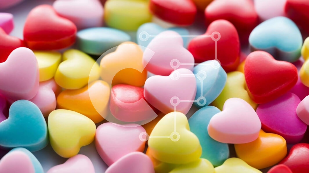 Intra Συλλεκτικό Ξύλινο Παζλ Plywood  4mm - Πολύχρωμες καραμέλες σε σχήμα καρδιάς για την ημέρα του Αγίου Βαλεντίνου Σε Ξύλινο Κουτί - Διαστάσεις: 10x10 cm – 25 κομμάτια