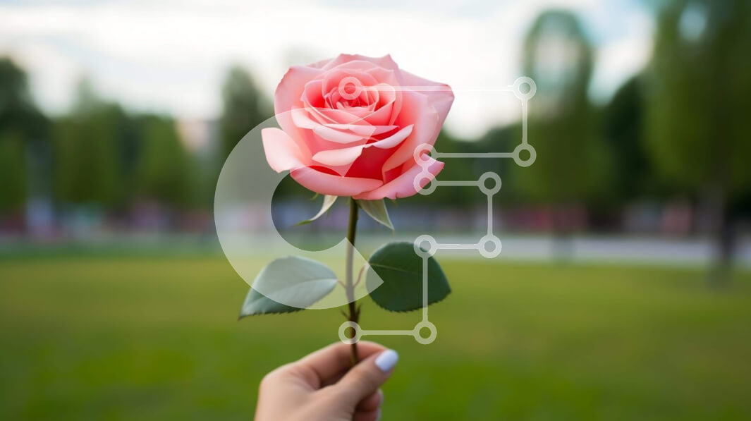 Intra Συλλεκτικό Ξύλινο Παζλ Plywood  4mm - Ροζ τριαντάφυλλο στο χέρι που επιπλέει στον αέρα Σε Ξύλινο Κουτί - Διαστάσεις: 10x10 cm – 25 κομμάτια