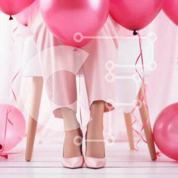 Intra Συλλεκτικό Ξύλινο Παζλ Plywood  4mm - Γυναίκα που γιορτάζει με ροζ μπαλόνια και τριαντάφυλλα Σε Ξύλινο Κουτί - Διαστάσεις Puzzle: 10x10 cm – 25 κομμάτια - Image 1