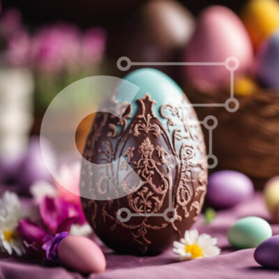 Intra Συλλεκτικό Ξύλινο Παζλ Plywood  4mm - Περίτεχνα διακοσμημένο πασχαλινό αυγό σε μωβ πανί με πολύχρωμα αυγά Σε Ξύλινο Κουτί - Διαστάσεις: 10x10 cm – 25 κομμάτια - Image 1