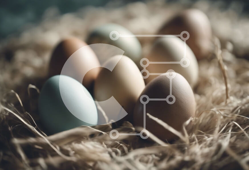 Intra Συλλεκτικό Ξύλινο Παζλ Plywood  4mm - Πολύχρωμα Πασχαλινά αυγά στο σανό Σε Ξύλινο Κουτί - Διαστάσεις: 10x10 cm – 25 κομμάτια