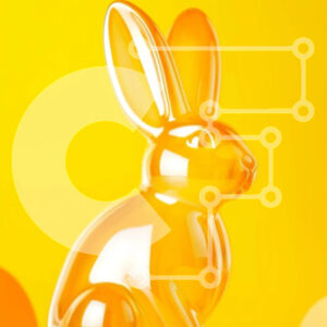 Intra Συλλεκτικό Ξύλινο Παζλ Plywood  4mm - Διαυγές πλαστικό ειδώλιο λαγουδάκι σε πορτοκαλί φόντο Σε Ξύλινο Κουτί - Διαστάσεις: 10x10 cm – 25 κομμάτια