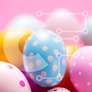 Intra Συλλεκτικό Ξύλινο Παζλ Plywood  4mm - Πολύχρωμα Πασχαλινά αυγά με πουά σε ροζ φόντο Σε Ξύλινο Κουτί - Διαστάσεις: 10x10 cm – 25 κομμάτια