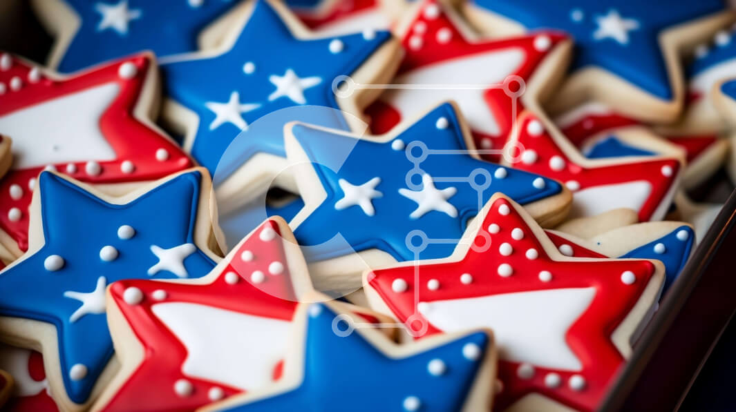 Intra Συλλεκτικό Ξύλινο Παζλ Plywood  4mm - Πατριωτικά μπισκότα σε σχήμα αστεριού για τις 4 Ιουλίου ή την ημέρα της ανεξαρτησίας Σε Ξύλινο Κουτί - Διαστάσεις: 10x10 cm – 25 κομμάτια