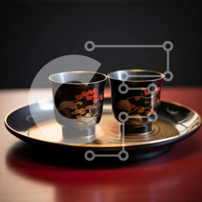 Intra Συλλεκτικό Ξύλινο Παζλ Plywood 4mm - Μαύρα κύπελλα σε κόκκινο δίσκο Σε Ξύλινο Κουτί - Διαστάσεις: 10x10 cm – 25 κομμάτια - Image 1