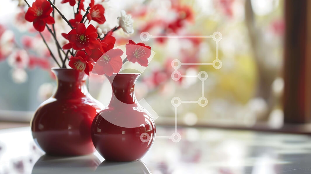 Intra Συλλεκτικό Ξύλινο Παζλ Plywood  4mm - Κόκκινα βάζα με λουλούδια σε ένα τραπέζι σε ένα ανοιχτό παράθυρο Σε Ξύλινο Κουτί - Διαστάσεις Puzzle: 10x10 cm – 25 κομμάτια