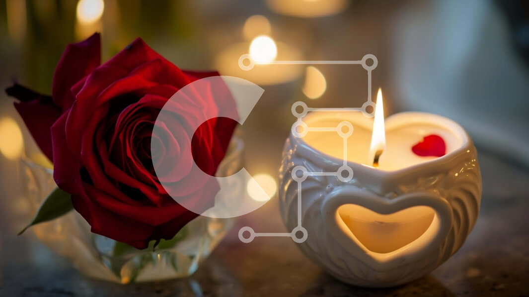 Intra Συλλεκτικό Ξύλινο Παζλ Plywood  4mm - Ρομαντικό τραπέζι με κόκκινο τριαντάφυλλο και κεριά Σε Ξύλινο Κουτί - Διαστάσεις Puzzle: 10x10 cm – 25 κομμάτια