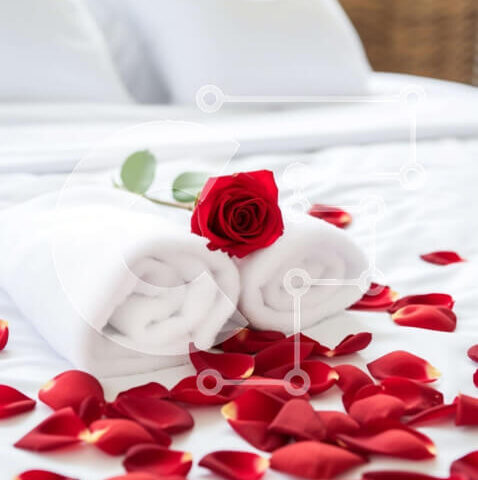 Intra Συλλεκτικό Ξύλινο Παζλ Plywood  4mm - Ρομαντικό υπνοδωμάτιο με ροδοπέταλα για την ημέρα του Αγίου Βαλεντίνου Σε Ξύλινο Κουτί - Διαστάσεις Puzzle: 10x10 cm – 25 κομμάτια - Image 1