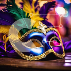 Intra Συλλεκτικό Ξύλινο Παζλ Plywood  4mm - Μωβ και μπλε μάσκα μεταμφίεσης με φτερά Σε Ξύλινο Κουτί - Διαστάσεις Puzzle: 10x10 cm – 25 κομμάτια