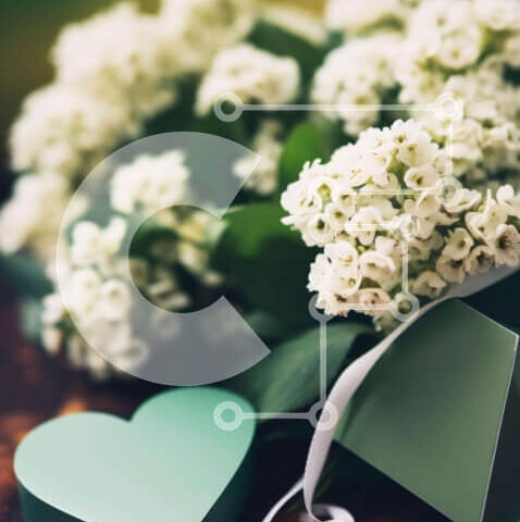 Intra Συλλεκτικό Ξύλινο Παζλ Plywood 4mm - Πράσινο κουτί σε σχήμα καρδιάς με λευκά λουλούδια Σε Ξύλινο Κουτί - Διαστάσεις Puzzle: 10x10 cm – 25 κομμάτια - Image 1