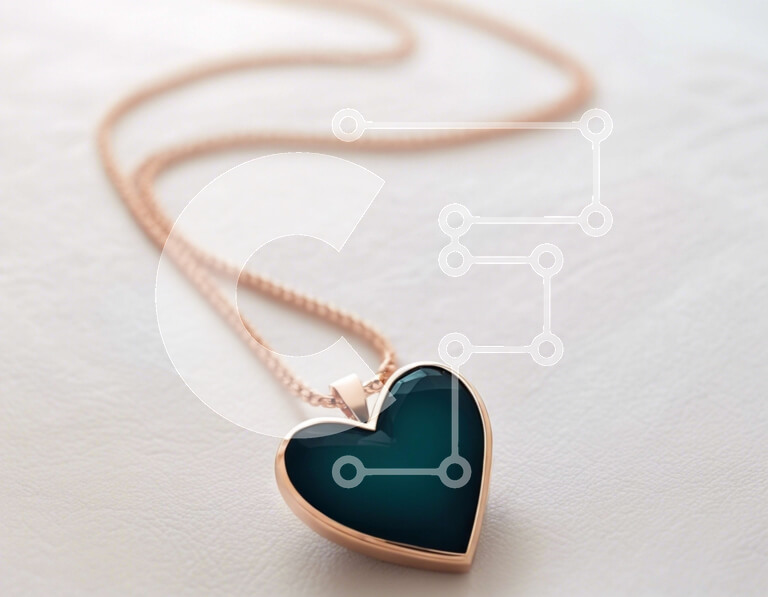 Intra Συλλεκτικό Ξύλινο Παζλ Plywood  4mm - Ροζ χρυσό μενταγιόν σε σχήμα καρδιάς με μπλε γυαλί Σε Ξύλινο Κουτί - Διαστάσεις Puzzle: 10x10 cm – 25 κομμάτια