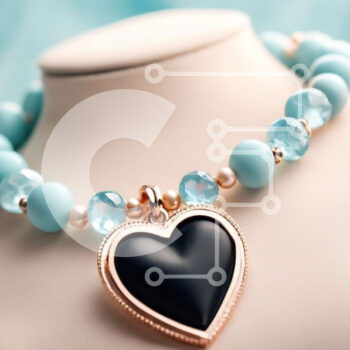 Intra Συλλεκτικό Ξύλινο Παζλ Plywood  4mm - Μπλε κολιέ με μενταγιόν σε σχήμα καρδιάς Σε Ξύλινο Κουτί - Διαστάσεις Puzzle: 10x10 cm – 25 κομμάτια - Image 1