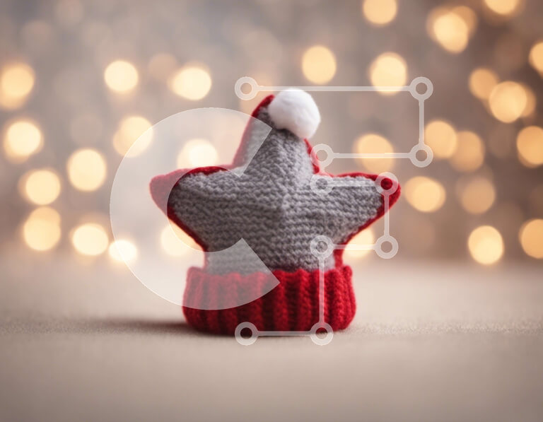 Intra Συλλεκτικό Ξύλινο Παζλ Plywood  4mm - Πλεκτό καπέλο αστεριών σε φωτισμένο φόντο Σε Ξύλινο Κουτί - Διαστάσεις Puzzle: 10x10 cm – 25 κομμάτια