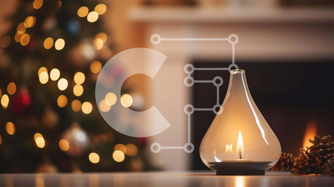 Intra Συλλεκτικό Ξύλινο Παζλ Plywood  4mm - Εορταστικό ντεκόρ με γυάλινο βάζο στο φως των κεριών και χριστουγεννιάτικο δέντρο Σε Ξύλινο Κουτί - Διαστάσεις: 10x10 cm – 25 κομμάτια