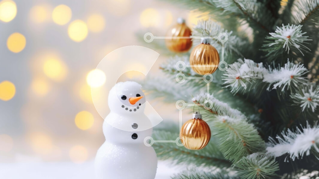 Intra Συλλεκτικό Ξύλινο Παζλ Plywood  4mm - Ειδώλιο χιονάνθρωπος και χριστουγεννιάτικο δέντρο με στολίδια και φώτα Σε Ξύλινο Κουτί - Διαστάσεις: 10x10 cm – 25 κομμάτια