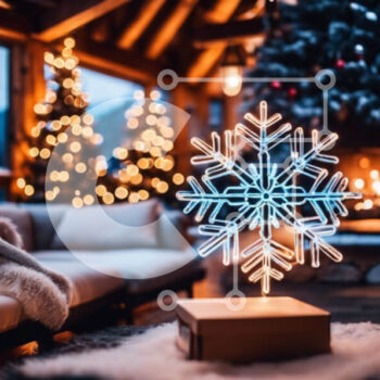 Intra Συλλεκτικό Ξύλινο Παζλ Plywood  4mm - Snowflake LED Light Διακόσμηση σε Εσωτερικό Σαλόνι με Τζάκι και Χριστουγεννιάτικα Δέντρα Σε Ξύλινο Κουτί - Διαστάσεις Puzzle: 10x10 cm – 25 κομμάτια - Image 1