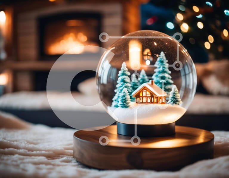 Intra Συλλεκτικό Ξύλινο Παζλ Plywood  4mm - Winter Spirit - Snow Globe με διακοσμημένο σπίτι και δέντρα Σε Ξύλινο Κουτί - Διαστάσεις: 10x10 cm – 25 κομμάτια