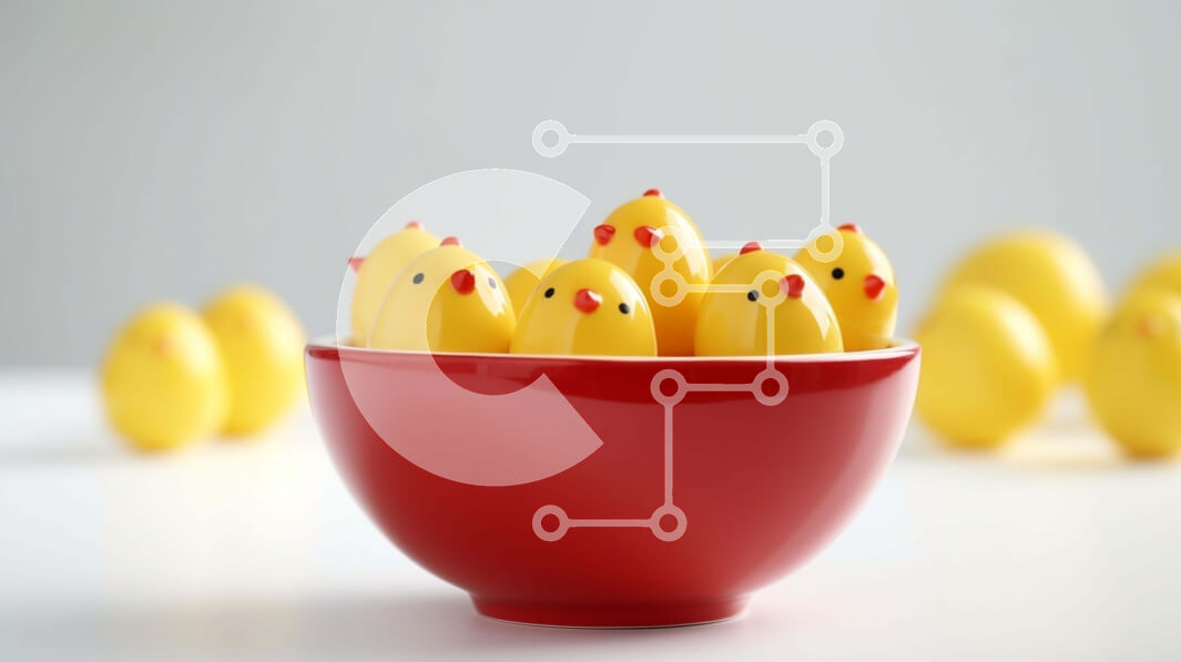 Intra Συλλεκτικό Ξύλινο Παζλ Plywood  4mm - Κόκκινο μπολ με μικρά κίτρινα κοτόπουλα Σε Ξύλινο Κουτί - Διαστάσεις: 10x10 cm – 25 κομμάτια