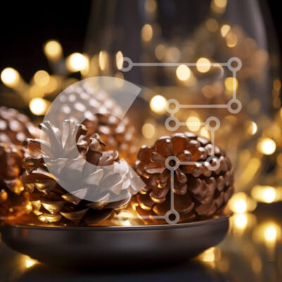 Intra Συλλεκτικό Ξύλινο Παζλ Plywood  4mm - Ασημένιο μπολ με κουκουνάρια Σε Ξύλινο Κουτί - Διαστάσεις: 10x10 cm – 25 κομμάτια - Image 1