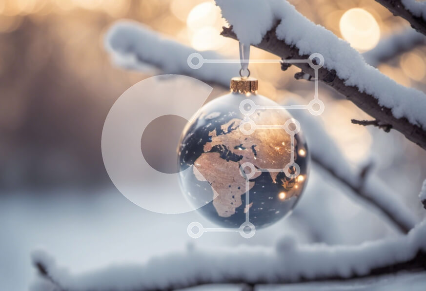 Intra Συλλεκτικό Ξύλινο Παζλ Plywood  4mm - Χιονισμένο κλαδί δέντρου με διακοσμητική σφαίρα Σε Ξύλινο Κουτί - Διαστάσεις: 10x10 cm – 25 κομμάτια