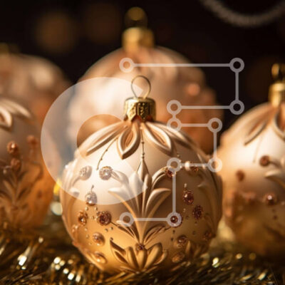 Intra Συλλεκτικό Ξύλινο Παζλ Plywood 4mm - Περίπλοκα χρυσά στολίδια διακοπών στο Tinsel Σε Ξύλινο Κουτί - Διαστάσεις: 10x10 cm – 25 κομμάτια - Image 1