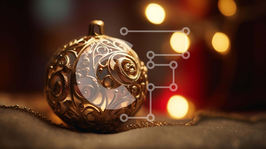 Intra Συλλεκτικό Ξύλινο Παζλ Plywood  4mm - Περίτεχνη διακόσμηση χρυσής μπάλας για την εορταστική περίοδο Σε Ξύλινο Κουτί - Διαστάσεις: 10x10 cm – 25 κομμάτια