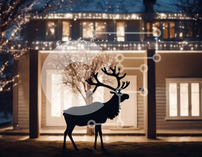 Intra Συλλεκτικό Ξύλινο Παζλ Plywood  4mm - Άγαλμα ελαφιού με χριστουγεννιάτικα φώτα Σε Ξύλινο Κουτί - Διαστάσεις: 10x10 cm – 25 κομμάτια