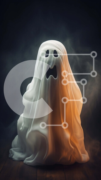 Intra Συλλεκτικό Ξύλινο Παζλ Plywood  4mm - Θλιμμένο και φοβισμένο φάντασμα με καπνό Σε Ξύλινο Κουτί - Διαστάσεις Puzzle: 10x10 cm – 25 κομμάτια