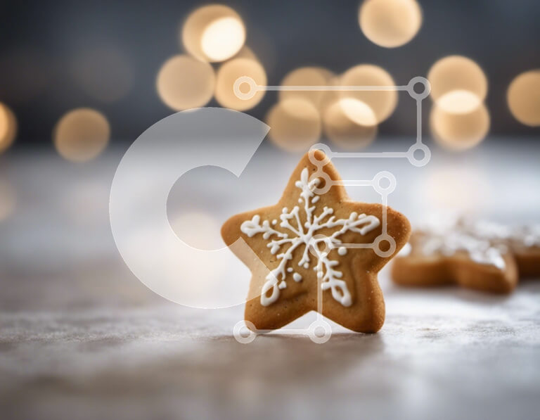 Intra Συλλεκτικό Ξύλινο Παζλ Plywood  4mm - Μπισκότα Gingerbread Star Cookies με νιφάδες χιονιού Σε Ξύλινο Κουτί - Διαστάσεις: 10x10 cm – 25 κομμάτια - Image 1