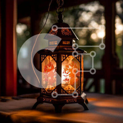 Intra Συλλεκτικό Ξύλινο Παζλ Plywood  4mm - Τραπεζαρία εξωτερικού χώρου με αναμμένο φανάρι Σε Ξύλινο Κουτί - Διαστάσεις Puzzle: 10x10 cm – 25 κομμάτια - Image 1