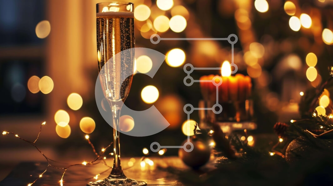 Intra Συλλεκτικό Ξύλινο Παζλ Plywood  4mm - Εορταστική σαμπάνια και χριστουγεννιάτικο δέντρο Σε Ξύλινο Κουτί - Διαστάσεις: 10x10 cm – 25 κομμάτια