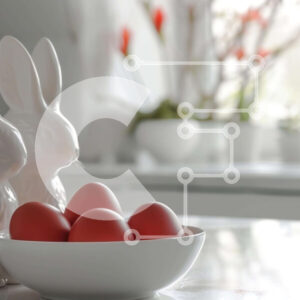 Intra Συλλεκτικό Ξύλινο Παζλ Plywood  4mm - Πασχαλινά ειδώλια λαγουδάκι με κόκκινα αυγά Σε Ξύλινο Κουτί - Διαστάσεις Puzzle: 10x10 cm – 25 κομμάτια