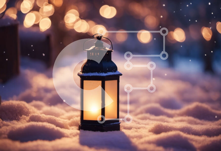 Intra Συλλεκτικό Ξύλινο Παζλ Plywood  4mm - Χειμερινό φανάρι στο χιόνι Σε Ξύλινο Κουτί - Διαστάσεις Puzzle: 10x10 cm – 25 κομμάτια