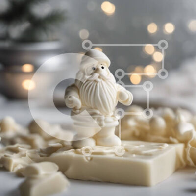 Intra Συλλεκτικό Ξύλινο Παζλ Plywood  4mm - Λευκό ειδώλιο Άγιου Βασίλη σε λευκή σοκολάτα με εορταστικά στολίδια Σε Ξύλινο Κουτί - Διαστάσεις: 10x10 cm – 25 κομμάτια - Image 1