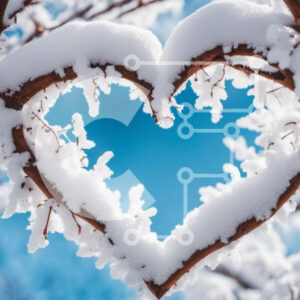 Intra Συλλεκτικό Ξύλινο Παζλ Plywood  4mm - Χιονισμένο κλαδί δέντρου σε σχήμα καρδιάς με μπλε ουρανό Σε Ξύλινο Κουτί - Διαστάσεις: 10x10 cm – 25 κομμάτια