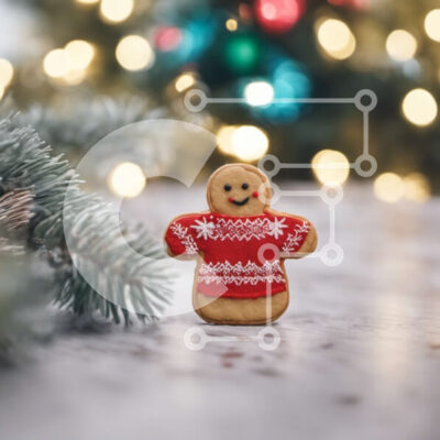 Intra Συλλεκτικό Ξύλινο Παζλ Plywood 4mm - Μπισκότο μελόψωμο με διακοσμητικό πουλόβερ στο χριστουγεννιάτικο τραπέζι Σε Ξύλινο Κουτί - Διαστάσεις: 10x10 cm – 25 κομμάτια - Image 1