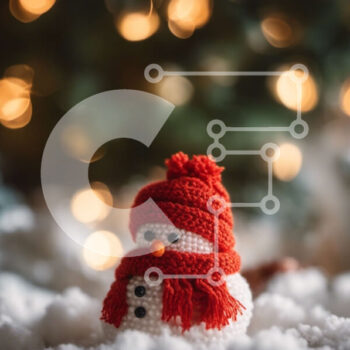 Intra Συλλεκτικό Ξύλινο Παζλ Plywood  4mm - Κόκκινο στολίδι χιονάνθρωπος με πολύχρωμα φώτα και διακοσμητικά Σε Ξύλινο Κουτί - Διαστάσεις: 10x10 cm – 25 κομμάτια - Image 1