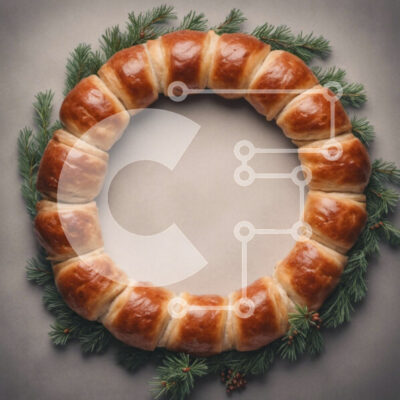 Intra Συλλεκτικό Ξύλινο Παζλ Plywood  4mm - Κυκλικό στεφάνι κρουασάν για ειδικές περιστάσεις Σε Ξύλινο Κουτί - Διαστάσεις Puzzle: 10x10 cm – 25 κομμάτια - Image 1