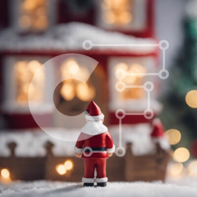 Intra Συλλεκτικό Ξύλινο Παζλ Plywood  4mm - Ειδώλιο Άγιου Βασίλη μπροστά από το χιονισμένο σπίτι Σε Ξύλινο Κουτί - Διαστάσεις: 10x10 cm – 25 κομμάτια - Image 1