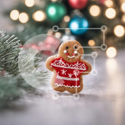 Intra Συλλεκτικό Ξύλινο Παζλ Plywood  4mm - Μπισκότο μελόψωμο με Χριστουγεννιάτικα στολίδια Σε Ξύλινο Κουτί - Διαστάσεις: 10x10 cm – 25 κομμάτια - Image 1